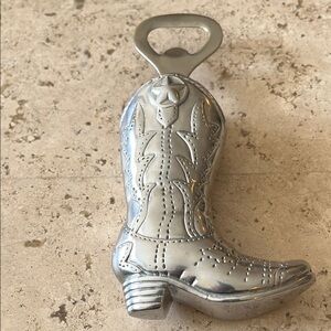 Silver Cowboy Boot Bottle Opener